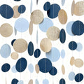 Navy Blue Champagne Gold Polka Dots Garland Hanging Paper Circle Dot Streamer by pinkblume
