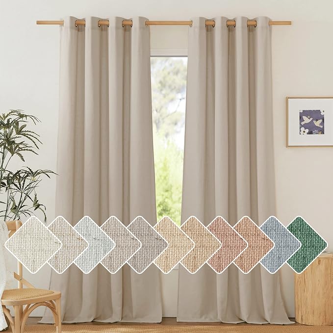 NICETOWN Thick Linen Blend 108 inches Long Curtains, Grommet Bedroom Window by NICETOWN