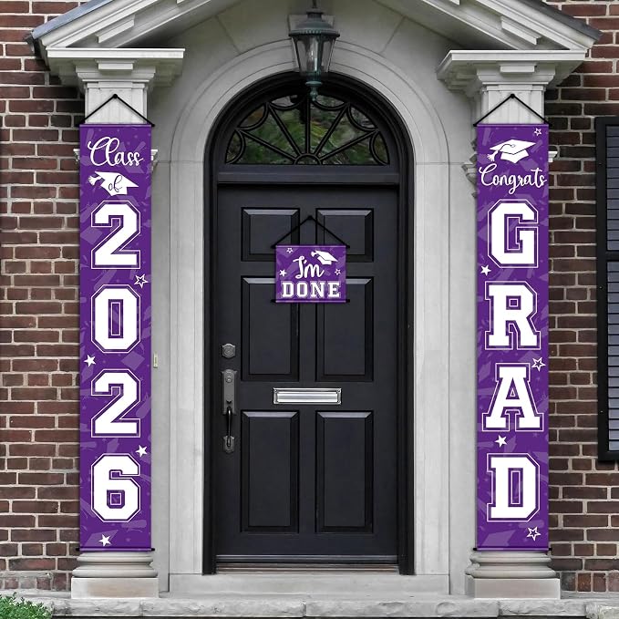 Moukeren 3 Pieces 2026 Graduation Party Decorations Graduation Porch Sign Class by Moukeren