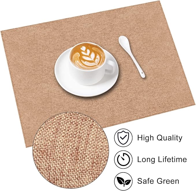 Cloth Placemats Set of 6, Cotton Linen Blend Machine Washable Durable Linen - Image 6
