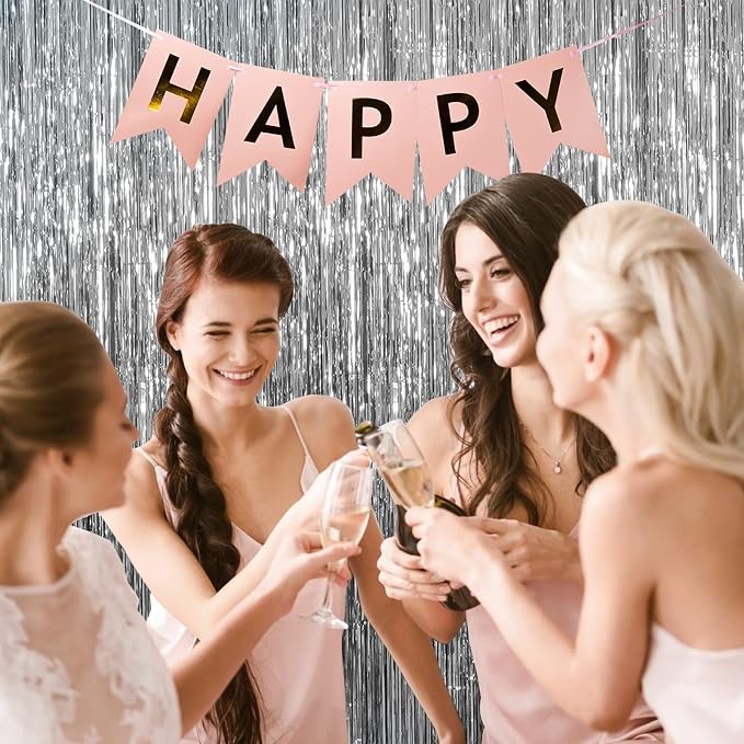 5 Pack Silver Backdrop Curtain Party Decorations Foil Fringe Backdrop Silver - Image 4