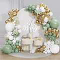 Sage Green White Gold Balloon Garland Arch Kit 156 Pcs Different Sizes 18 12 10 by Unknown