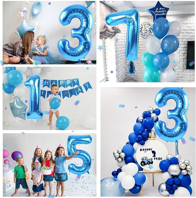 40 inch Blue Number Balloon Giant Foil Helium Balloons Blue Number 5 Balloon - Image 4