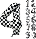 40 Inch Checkered Number Balloon 4 Black and White Number 4 Balloon Foil Helium by Yeodong