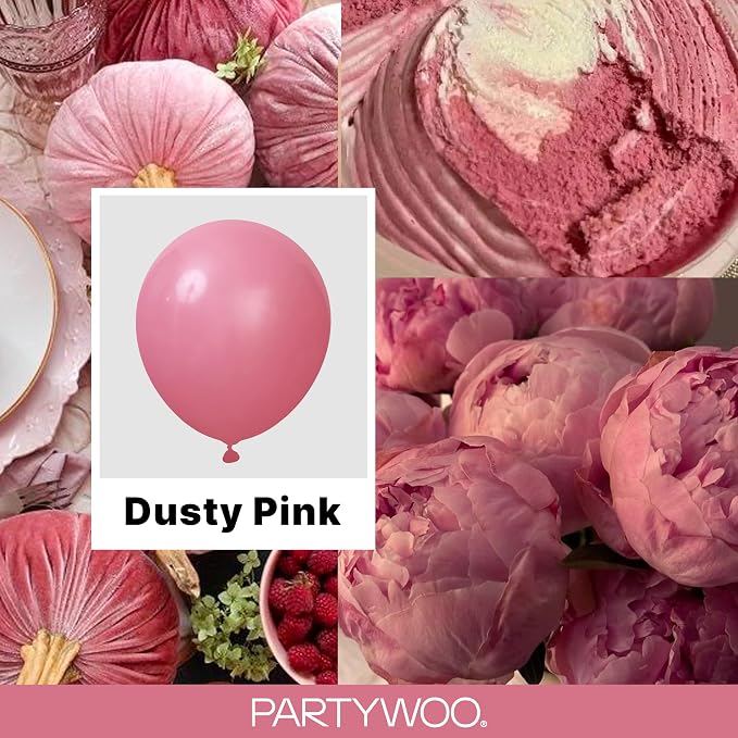 PartyWoo Mauve Dusty Balloons 140pcs Pink Rose Color 18 12 10 5 Inch | 18 12 10 - Image 2