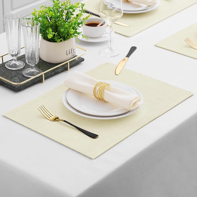 Homaxy Cloths Placemats for Dining Table Set of 6, Cream | Heat Resistant - Image 6