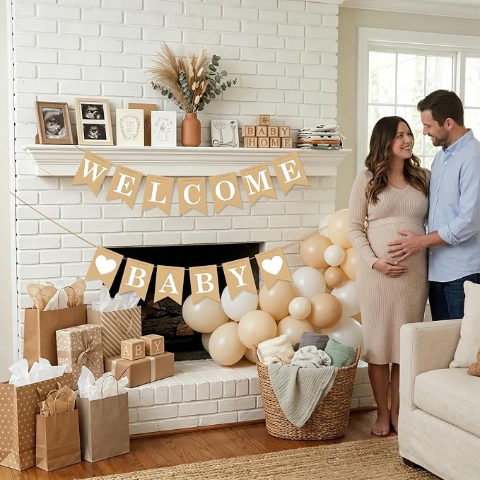 Welcome Baby Banner – Rustic Baby Shower Decorations, Gender Neutral Baby - Image 3