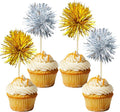 Gyufise 30Pcs Foil Firework Cupcake Toppers Sparkle Tinsel Cake Toppers Tinsel by Gyufise