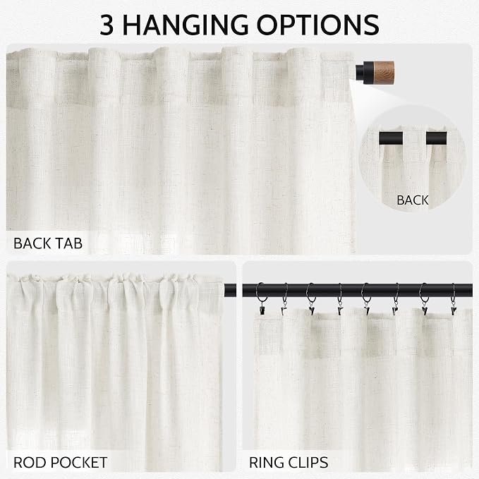 Neutral Linen Curtains 72 Inches - Image 2
