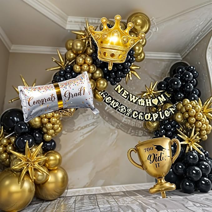 Graduation Decorations Class of 2025 Black and Gold Balloons Arch kit - Image 4