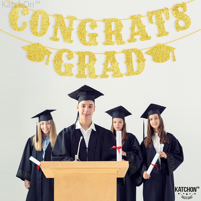 KatchOn Glitter Gold Congrats Grad Banner 2026, Graduation Decoration 2026 | No - Image 7