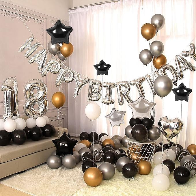 CANREVEL Happy Birthday Banner Decorations + Sign Balloons, - Image 5