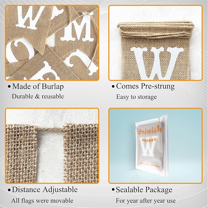 Uniwish Welcome Banner Sign Garland Classroom Welcome Decorations | Burlap - Image 2
