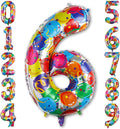 40 Inch Rainbow Number 6 Balloon, Large Colorful Foil Mylar Number 6 Helium by Unknown