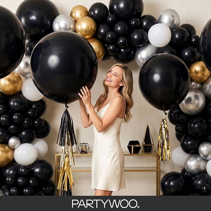 PartyWoo Black Balloons 100pcs Matte Latex Helium Balloons 10 Inch | Baby - Image 9