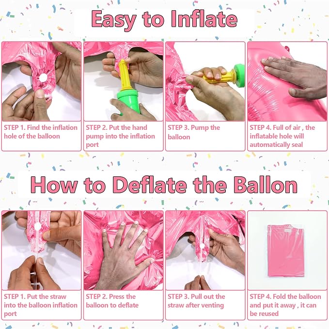 40 Inch Giant Hot Pink Number Balloon, Mylar Foil Helium Hot Pink Balloons - Image 4
