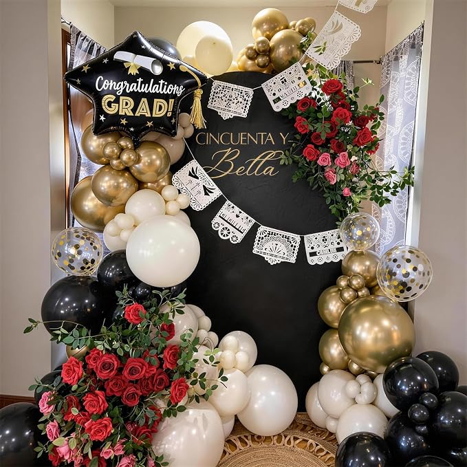 Black and Gold Balloons Graduation Balloon - Image 7