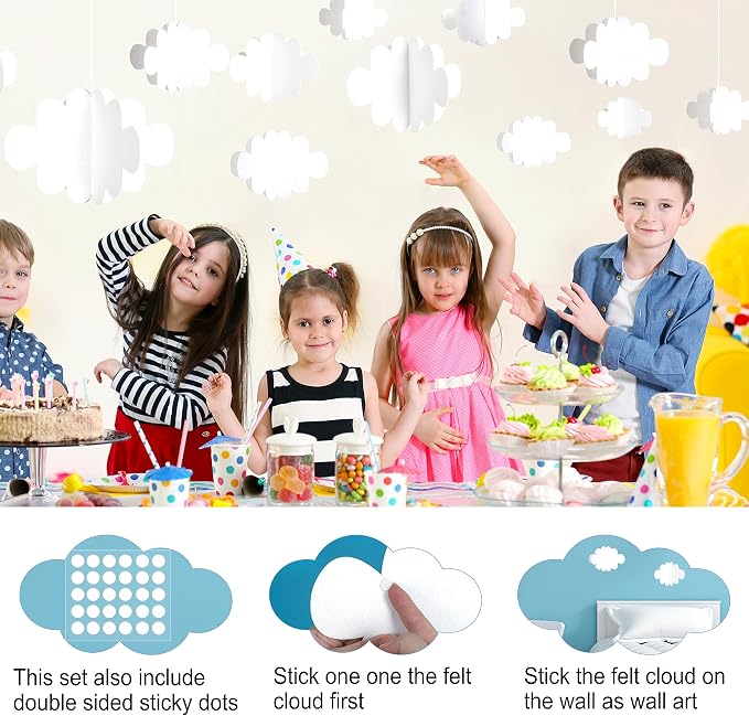 Ayfjovs 18 PCS 3D Cloud Decoration, Artificial Hanging Clouds - Image 5