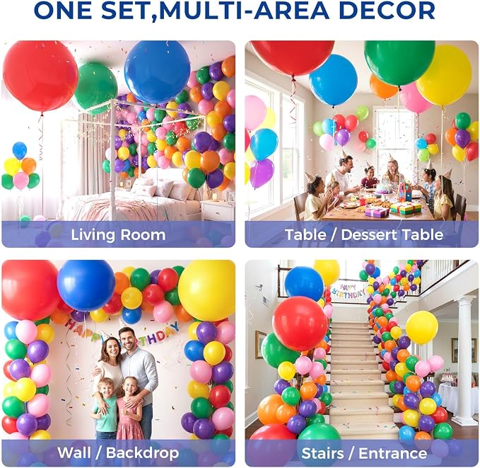 LovesTown 12 PCS Assorted Rainbow Large Balloons, 36 Inch Latex Colors | Giant - Image 4