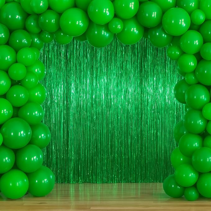 Voircoloria Green Foil Fringe Backdrop Curtains, Birthday Party Decorations - Image 7