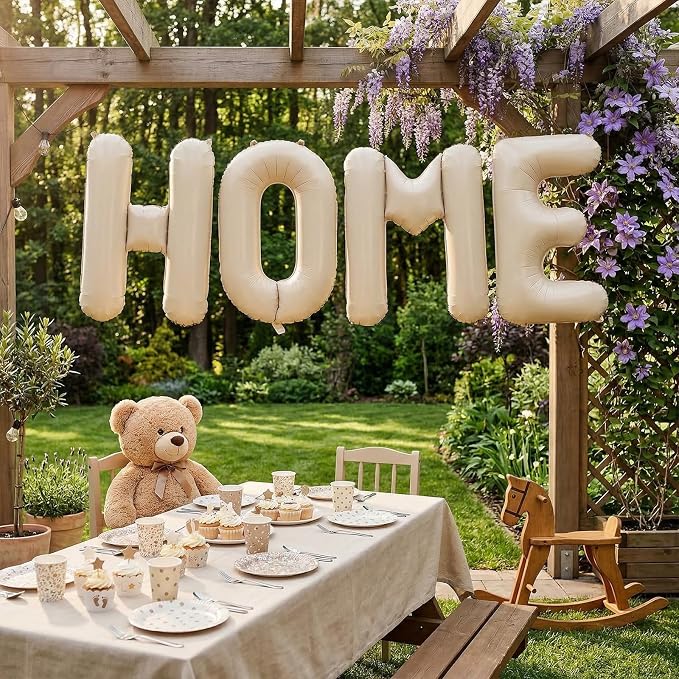 40 Inch Beige HOME Balloons, Large Cream Letter Balloon - Image 5