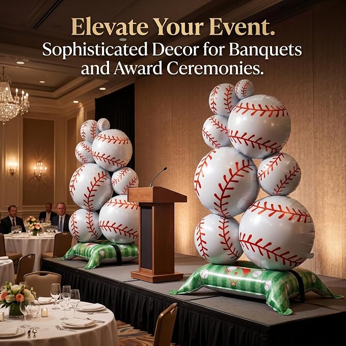 Giant 43-Inch Self-Standing Baseball Foil Balloons, Reusable 3D Mylar Column - Image 5