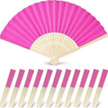 JOHOUSE 12 Pcs Paper Folding Hand Fans, 8.3 Inch Dark Pink Paper Fans Handheld by JOHOUSE
