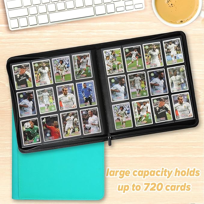 Trading Card Binder 12 Pocket, 720 Pockets Card Binders, Card Collection Binder, Card Album Folder for MTG, TCG, Sports Cards, Game Cards (Lake Blue)