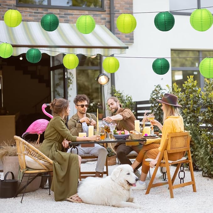 21Pcs Green Paper Lanterns, 4-10in Hanging Decor, St. Patrick's Day Party | - Image 5