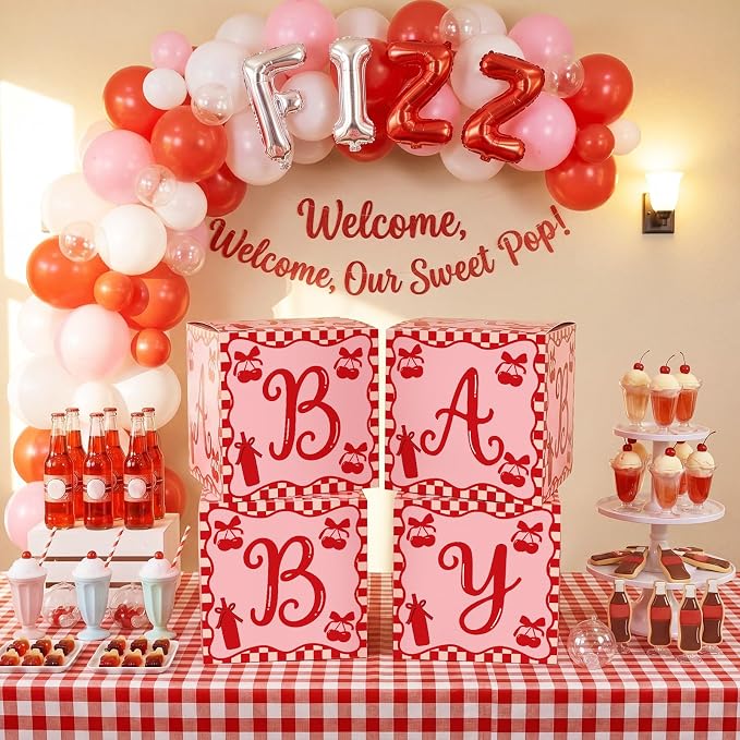 Kathfly 4 Pcs She's Ready to Pop Baby Shower Boxes Supplies Party Decorations - Image 6