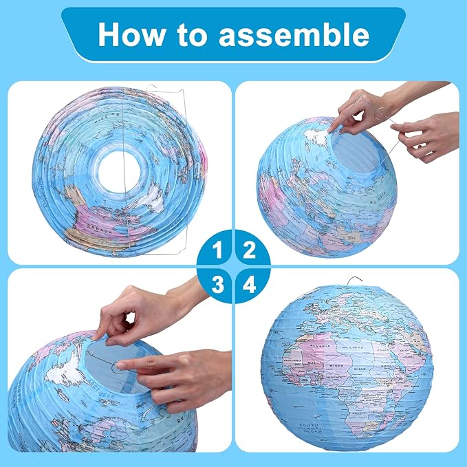 Globe Hanging Paper Lanterns, Around The World Earth Day Decorations, Travel - Image 3
