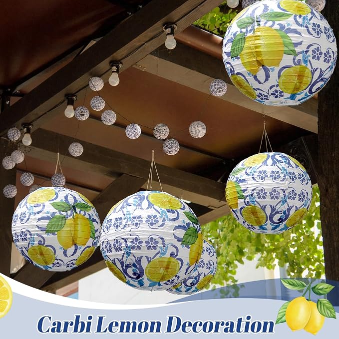 Honoson 12 Pcs Lemon Party Decorations Amalfi Coast Capri Lemon Paper Lanterns - Image 4