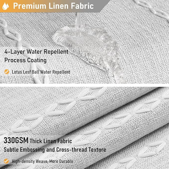 48 x 72 Boho Linen Heavy Duty Cloth Shower Curtain Set, 330GSM Linen Blend - Image 4