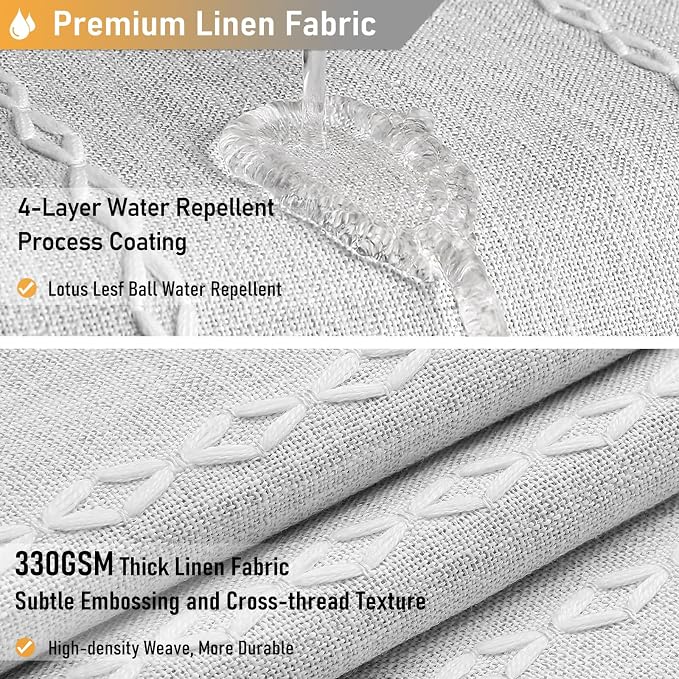 72 x 90 Boho Linen Heavy Duty Cloth Shower Curtain Set, 330GSM Linen Blend - Image 4