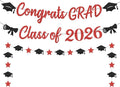Glitter Red Graduation Decorations Banner, Congrats Grad Banner and Graduation by Unknown