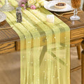 Artoid Mode Pearl Yellow Gauze Table Runner 59x120 Inch, Seasonal Sheer Kitchen by ArtoidMode