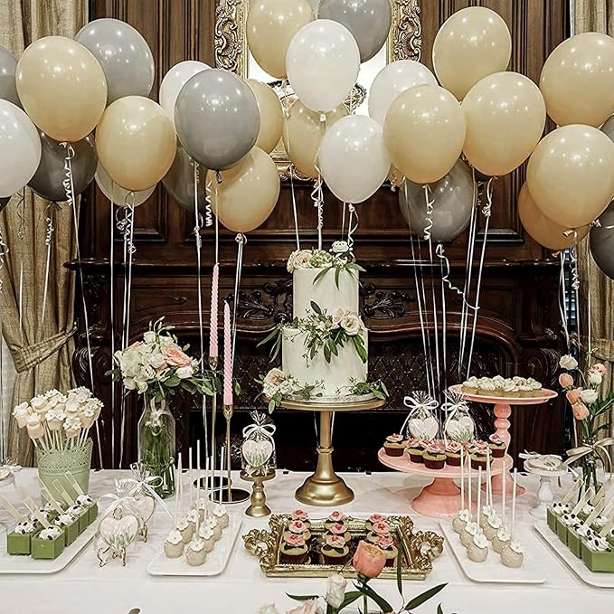PartyWoo Cream Balloons 50pcs Beige Ivory Nude Neutral Boho Fall Color | 12 - Image 6