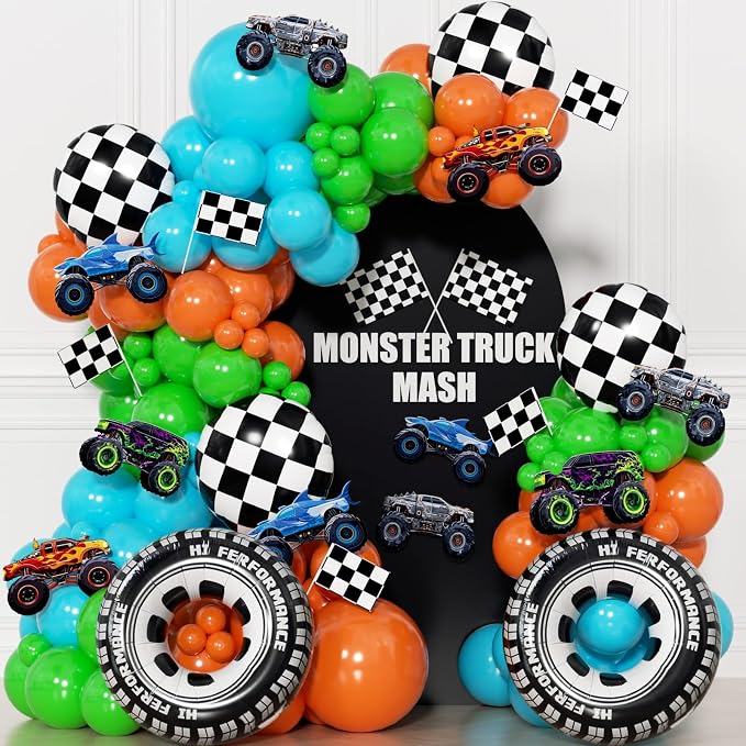 171Pcs Monster Truck Balloons Garland Arch Kit by Unknown