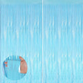 Macaron Blue Fringe Curtain Party Streamers 2Pack 3.3 x 8.3 Ft Foil Fringe by UWPVOWSR