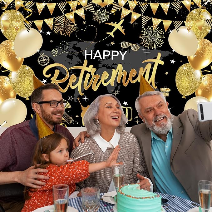 Mocsicka Happy Retirement Backdrop Pink Rose Gold Balloons Women Happy - Image 4