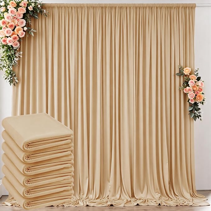 30 ft x 8 ft Thick Champagne Backdrop Curtain by Outpain