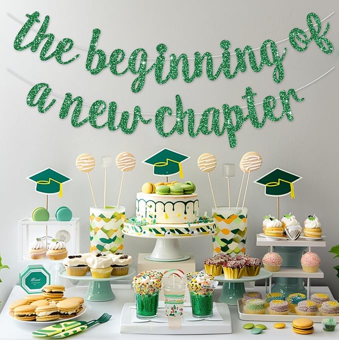 BEISHIDA Green Pre-Strung Glitter The Beginning of A New Chapter Banner | - Image 6