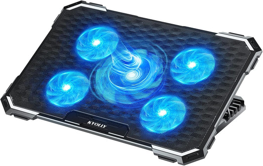 Upgrade Laptop Cooling Pad,Gaming Laptop Cooler with 5 Quiet Fans,2 USB Ports,5 Adjustable Stand Height,Blue LED Lights,for 15.6 Inch Laptops