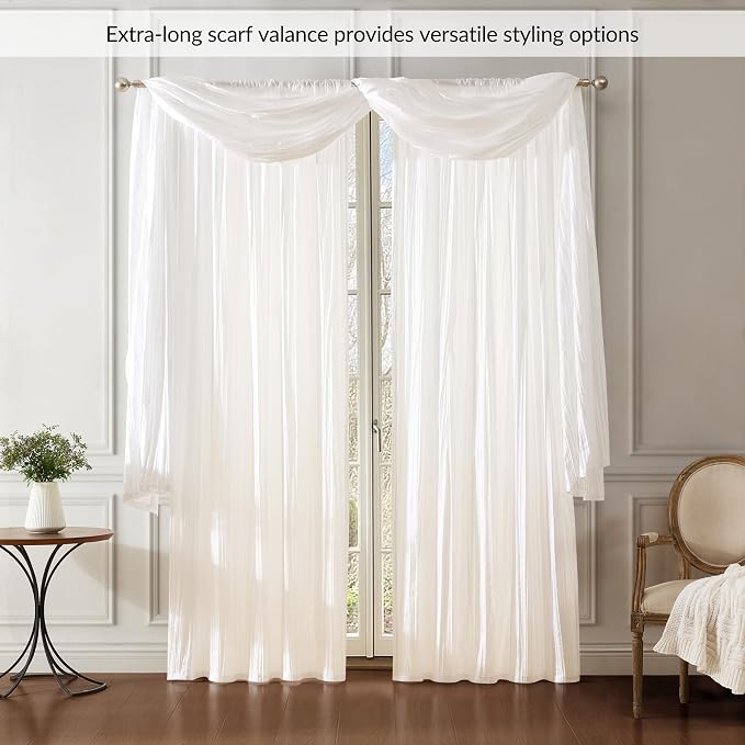 Athena Faux Silk Window Curtain and Scarf Set - Image 3