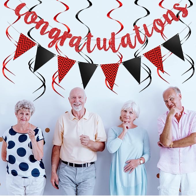 Outus Pre-strung Glitter Congratulations Banner Triangle Flag Banner - Image 6