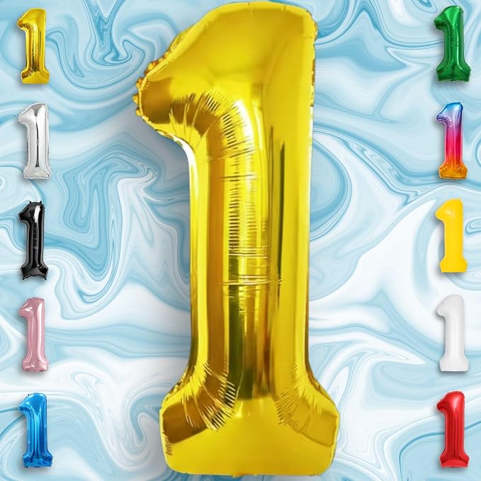 Gold Number Balloon 1 Mylar Foil Balloons 40 inch - Image 3