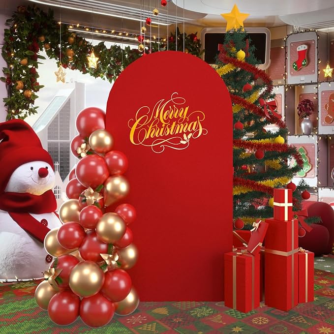 bricia Wedding Arch Backdrop Stand Cover, 6.6FT Double Sided Stretchy Arch Cover Fitted Wedding Birthday Party Banquet Decoration (Red 79.2''Lx39.6''W)