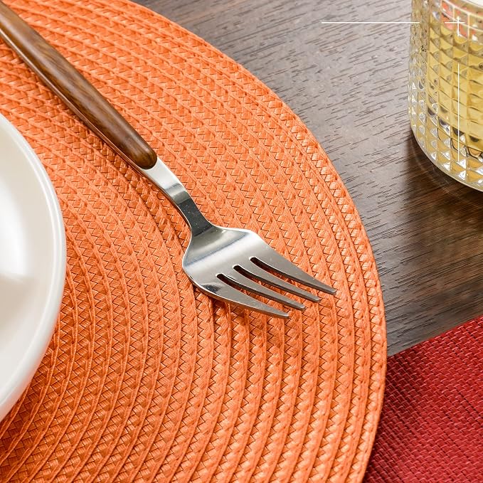 FunWheat Round Braided Placemats Set of 6 Table Mats - Image 6