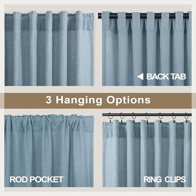 60 Inch Wide Blue Linen Curtains - Image 5