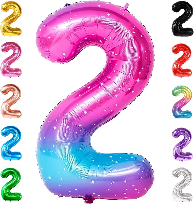 KatchOn Rainbow 2 Balloon Number 40 Inch | Number 2 Balloons by KatchOn